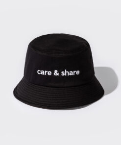 Mũ Bucket Hat thêu Care & Share Typo - Đen