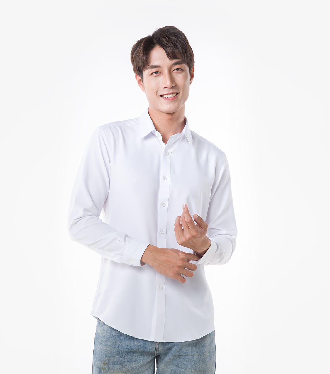 Áo sơ mi nam dài tay Café-DriS khử mùi - Trắng - Ảnh 2