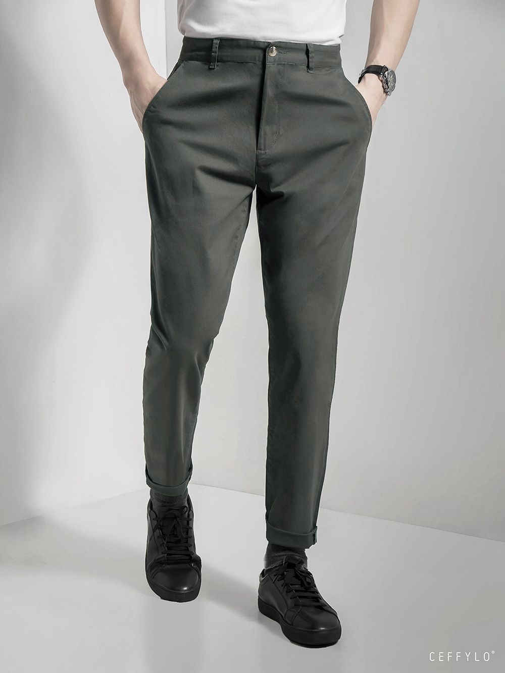 Quần khaki túi chéo Ceffylo - Be - Ảnh 4