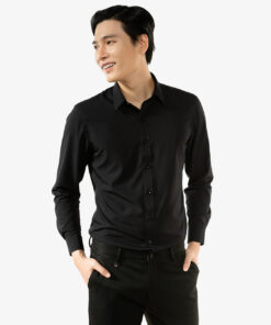 Áo sơ mi nam dài tay Café-DriS khử mùi - Đen